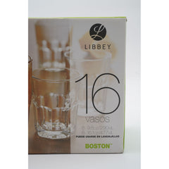 Libbey Boston VASOS Drinking Glasses 16-Piece Tumblers and Rocks Glasses Set