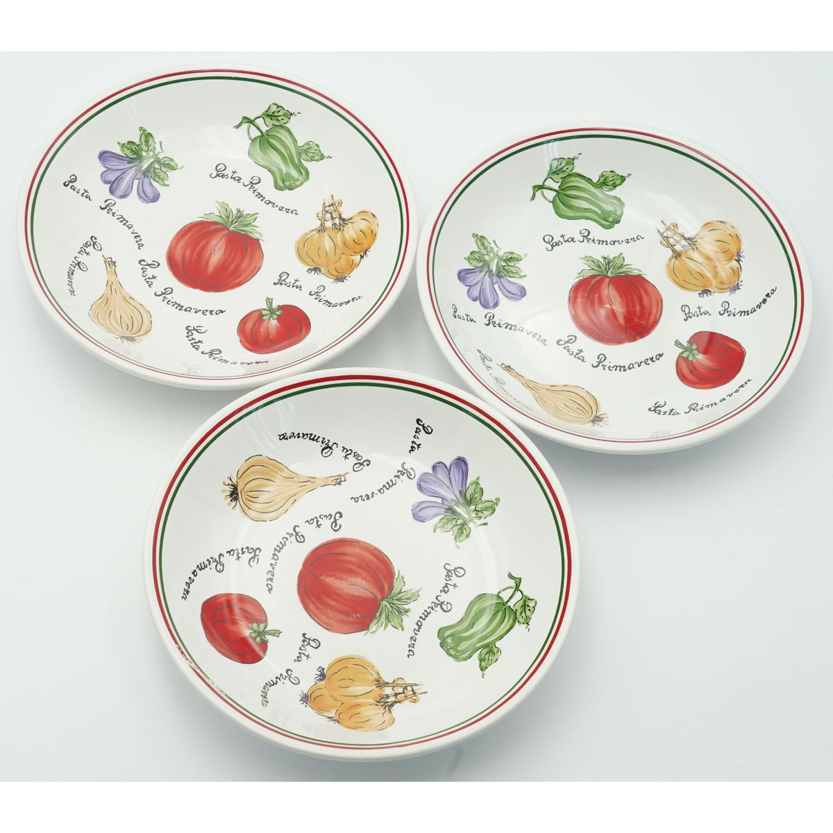 Certified International Pasta Primavera 9" Pasta Bowls Set of 3 Portugal