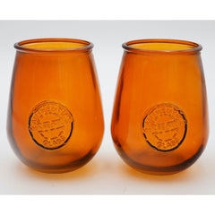 Authentic 100% Recycled Glass San Miguel Amber Brown 5" H Tumblers Set of 2