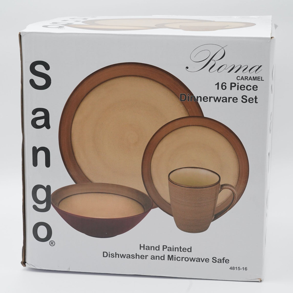 Sango Roma Caramel 16-Piece Dinnerware Set Hand Painted 4815-16