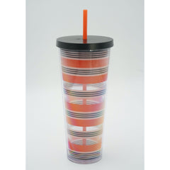 Starbucks 2018 Halloween Tumbler with Straw Orange Black Stripes 24 fl. oz.