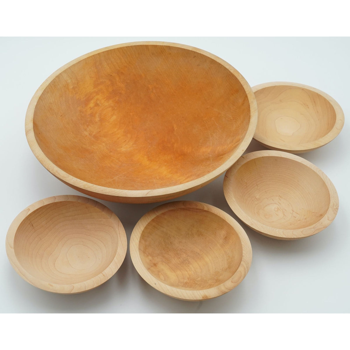 GC Granville Vermont Handmade Hardwood 14.5" Salad Serving Bowl & 7" Salad Bowls