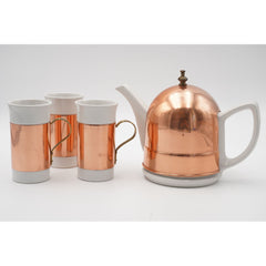 Vintage Baker Heart & Stuart Ceramic Tea Pot with Copper Cozy and 3 Mugs